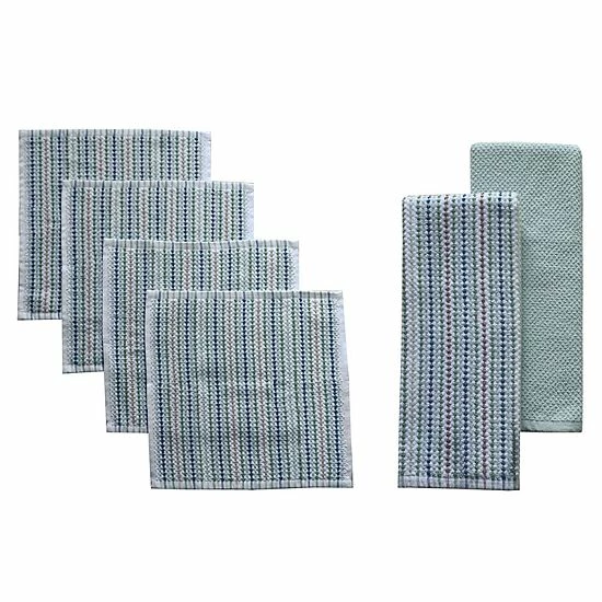 Food Network™ Awning Stripe Kitchen Towel & Dishcloth 6-pk. Cobalt