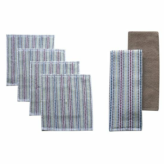 Food Network™ Awning Stripe Kitchen Towel & Dishcloth 6-pk. Cobalt - Image 2