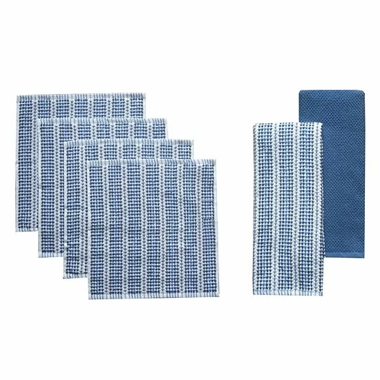 Food Network™ Awning Stripe Kitchen Towel & Dishcloth 6-pk. Cobalt - Image 5