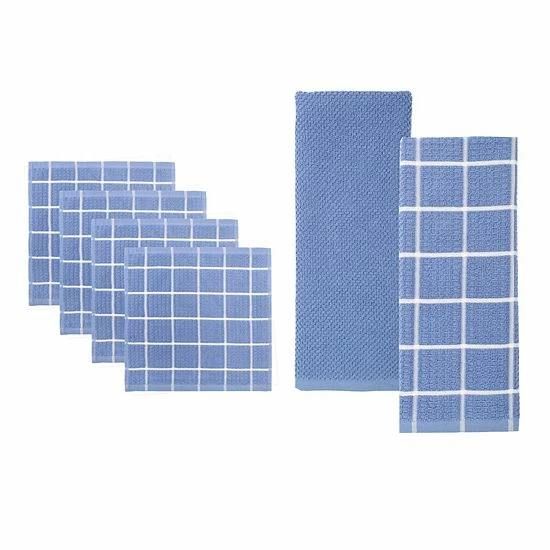 Food Network® Windowpane Grid Dishcloth & Kitchen Towel 6-pk. Gray - Image 2