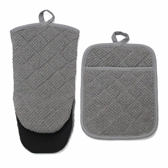 Food Network™ Terry Neoprene Oven Mitt & Pot Holder Set Khaki - Image 6