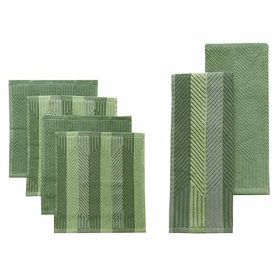 Food Network™ Striped Kitchen Towel & Dishcloth Multi-Pack Aqua - Image 5